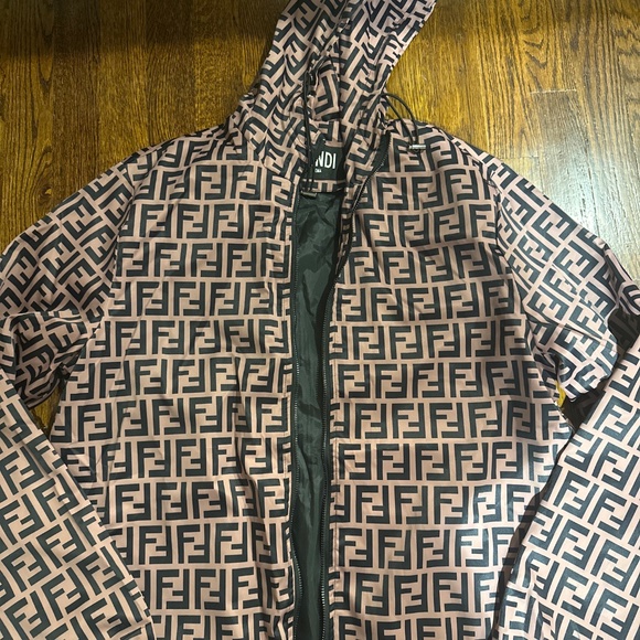 Fendi Style Windbreaker Jacket with Hood - Picture 3 of 7